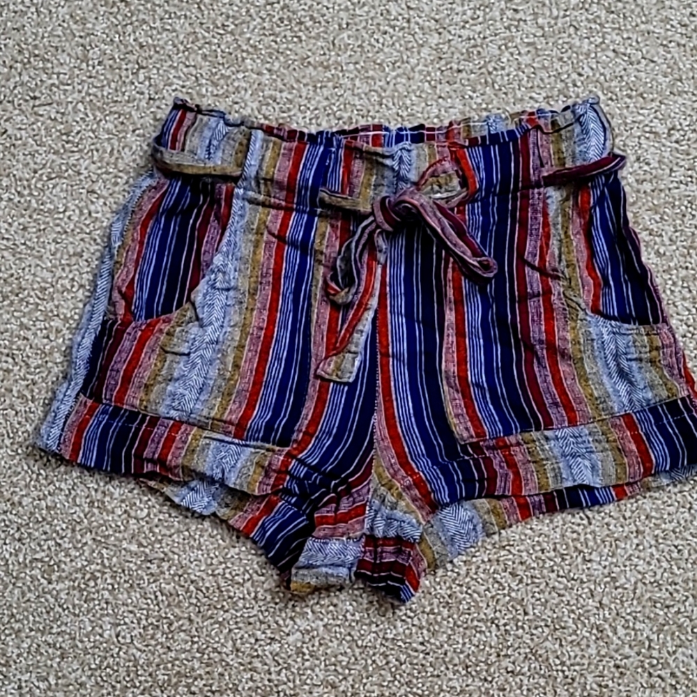 Indigo Rein Stripped High-Waisted Shorts
